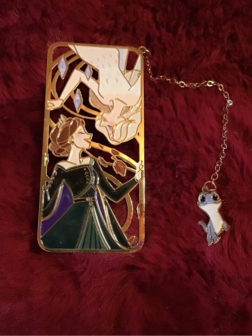 Disney Gold-Tone Bookmark with White Enamel Salamander Charm
